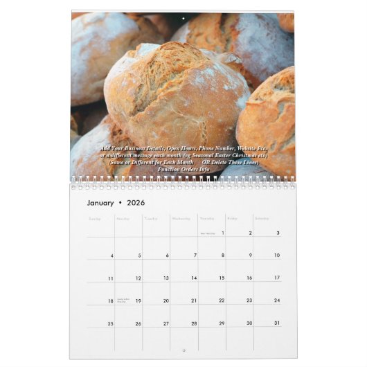 Voeg uw Bakkernaam toe - Details 20xx-lezen Kalender (Jan 2026)