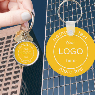 Voeg uw bedrijf business shop logo house geel sleutelhanger