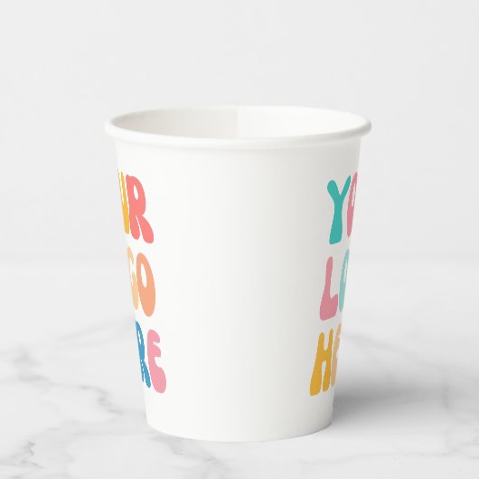 Voeg uw bedrijf toe Logo Modern Minimal Simple Papieren Bekers (Links)