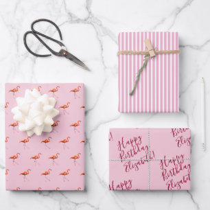 Voeg Uw Bericht Toe 3 Vellen Roze Flamingo