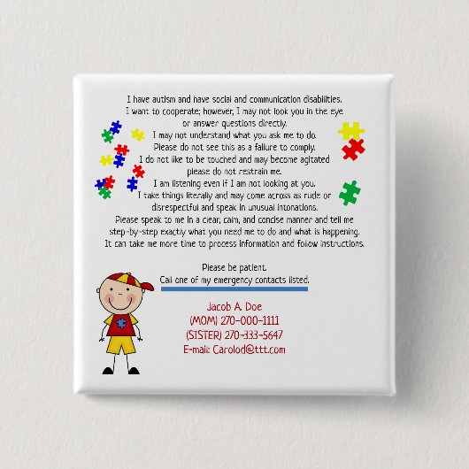 Voeg uw Button Kinderinfo Square toe (Voorkant)