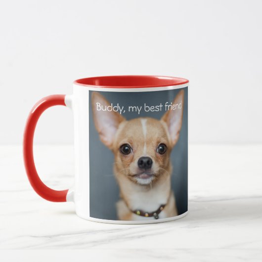 Voeg uw Chihuahua Photo Red Ringer Mok toe (Links)