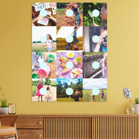 Voeg uw eigen 12 foto's  kaart Pri toe Canvas Afdruk (Insitu (Woonkamer))