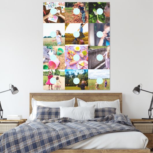 Voeg uw eigen 12 foto's  kaart Pri toe Canvas Afdruk (Insitu (Slaapkamer))