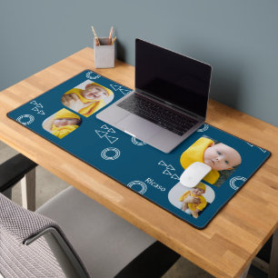 Voeg uw eigen 4 foto's en tekst gepersonaliseerd bureaumat