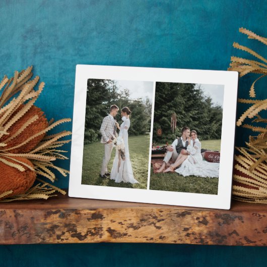 Voeg uw eigen aangepaste 2 foto collage toe fotoplaat (Zijkant)