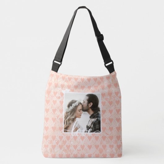 Voeg uw eigen aangepaste fotoliefdesharten toe aan crossbody tas (Voorkant)