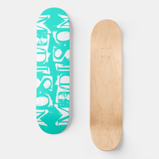 Voeg uw eigen Aangepaste Naam Aangepaste Turquoise Skateboard (Voorkant)