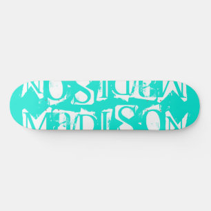 Voeg uw eigen Aangepaste Naam Aangepaste Turquoise Skateboard