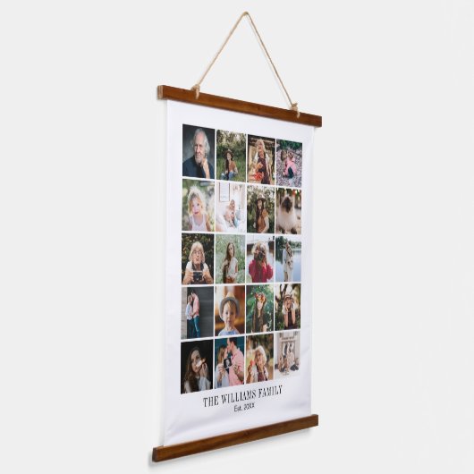 Voeg uw eigen aangepaste reeks 20 fotocollage toe hangend wandkleed (Gebogen)