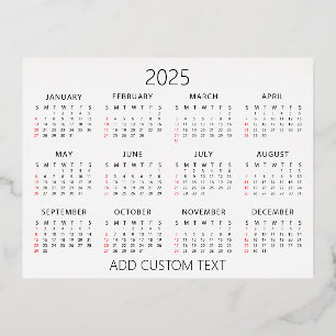 voeg uw eigen aangepaste tekst 2025 Agenda Folie Feestdagen Briefkaart