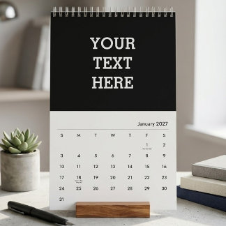 Voeg uw eigen aangepaste tekst hier toe zwart en w kalender
