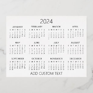 voeg uw eigen aangepaste tekst toe 2024 Kalender Folie Feestdagen Briefkaart