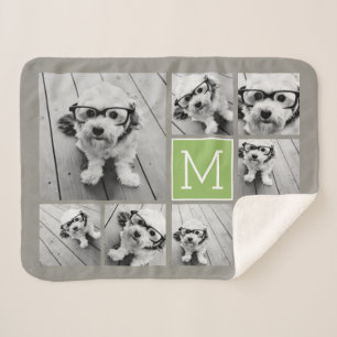 Voeg Uw Eigen Collage van 8 Foto toe -- KAN KLEUR Sherpa Deken