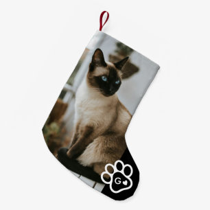 Voeg Uw Eigen Foto Kat Huisdieren Monogram Kleine Kerstsok