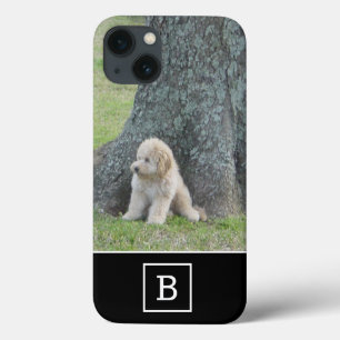 Voeg uw eigen foto & monogram initiaal zwart toe iPhone 13 hoesje