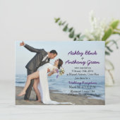 Voeg uw eigen foto toe Strand Trouwfeest Alleen On Kaart (Staand voorkant)