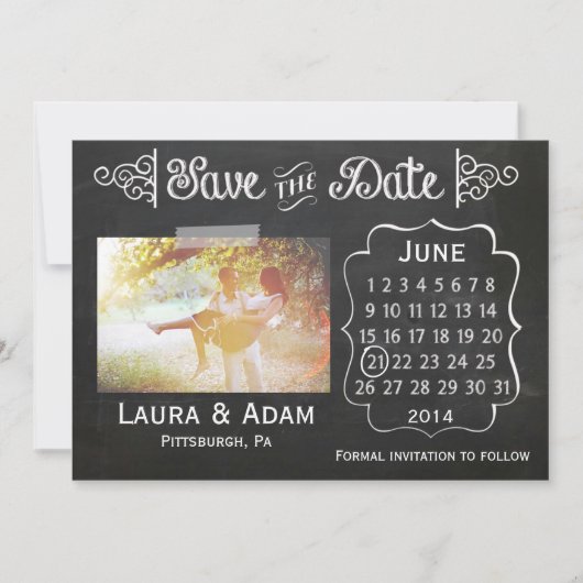 Voeg uw eigen fotobord toe sparen de Datum Save The Date (Voorkant)