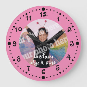 Voeg uw eigen fotoklok met roze klok W/ minuten to