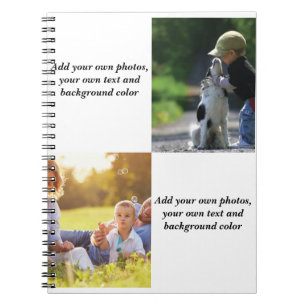 Voeg uw eigen foto's, tekst en achtergrond toe wer notitieboek