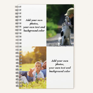 Voeg uw eigen foto's, tekst en achtergrond toe wer notitieboek