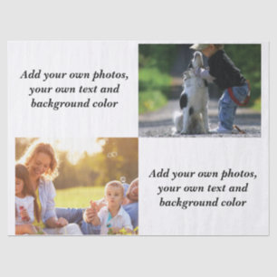Voeg uw eigen foto's, tekst en achtergrond toe wer tissuepapier