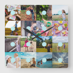 Voeg uw eigen Klok van de Collage van 16 Foto