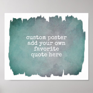 voeg uw eigen poster blauwgroen blauwe waterverf t