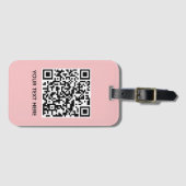 Voeg uw eigen QR-codetekst Scannen Minimale roze t Bagagelabel (Voorkant (horizontaal))