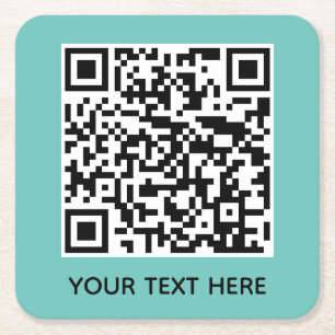 Voeg uw eigen QR-codetekst toe Scannen Minimaal Ee Vierkante Kartonnen Onderzetter