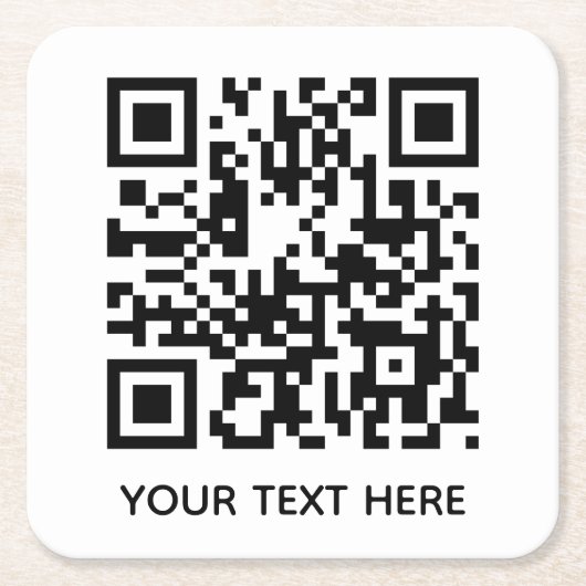 Voeg uw eigen QR-codetekst toe Scannen Minimaal Ee Vierkante Kartonnen Onderzetter (Voorkant)