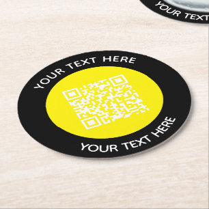 Voeg uw eigen ronde QR-codetekst toe Scanminima Kartonnen Onderzetter