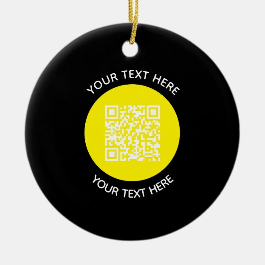 Voeg uw eigen ronde QR-codetekst toe Scanminima Keramisch Ornament (Voorkant)