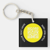 Voeg uw eigen ronde QR-codetekst toe Scanminima Sleutelhanger (voorkant)