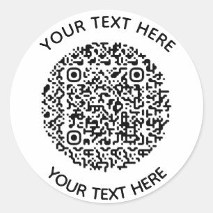 Voeg uw eigen ronde QR-codetekst toe Scanminima Sticker