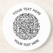 Voeg uw eigen ronde QR-codetekst toe Scanminima Zandsteen Onderzetter (Voorkant)