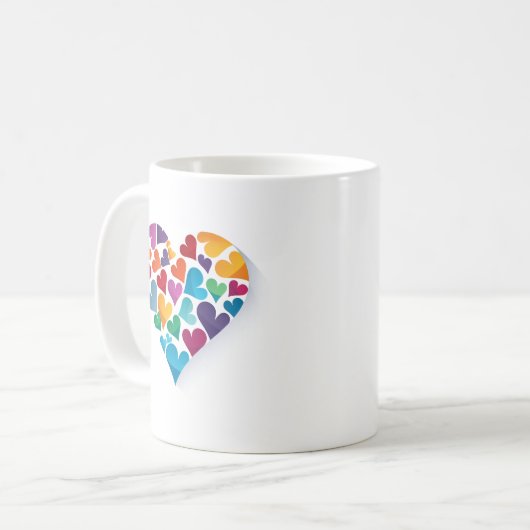 Voeg uw eigen tekst, hart,  toe koffiemok (Voorkant links)