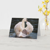 VOEG UW EIGEN TEKST Mam & Kinderen Zwan TOE Kaart (Gele Bloem)