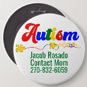 Voeg uw eigen tekst toe - Autisme Pin Round Button (Voorkant /achterkant)
