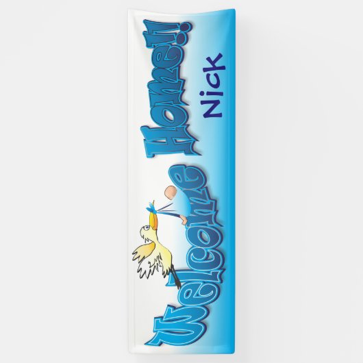 Voeg uw eigen welkomstbanner blauw toe spandoek (Verticaal)