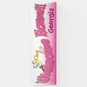 Voeg uw eigen welkomstbanner roze toe spandoek (Verticaal)