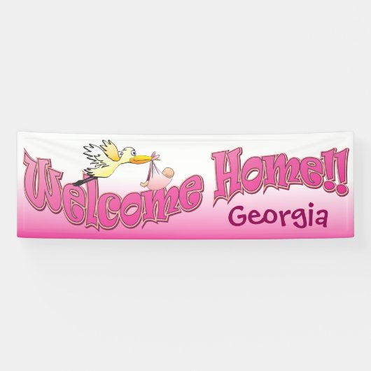 Voeg uw eigen welkomstbanner roze toe spandoek (Horizontaal)
