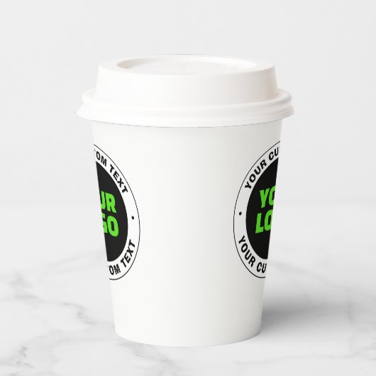 Voeg uw eigen zakelijke Logo of geüploade ontwerp Papieren Bekers (Links)