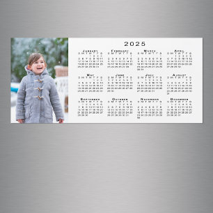Voeg uw foto 2025 Kalender op White Magnet