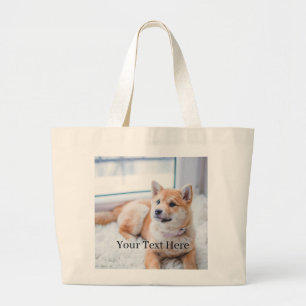 Voeg uw foto en tekst toe 2-zijdig aangepast grote tote bag
