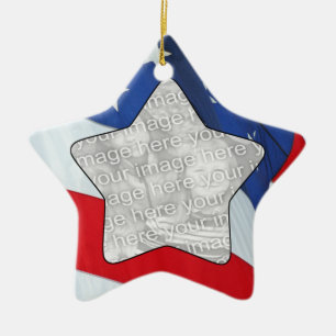 Voeg uw foto-sterren en stripes-versiering toe keramisch ornament