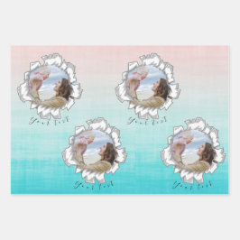 Voeg uw foto-tekstekst toe, aangepaste opmaak inpakpapier vel