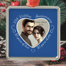 Voeg uw foto toe 10 jaar huwelijk metalen ornament