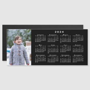 Voeg uw foto toe 2024 Agenda op zwarte magneet