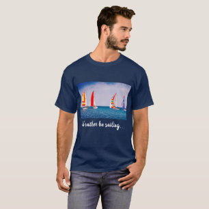 Voeg uw foto toe aan donkerblauwe zeilboot Regatta T-shirt
